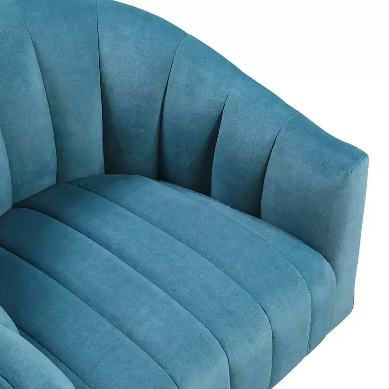 GDFStudio Madison - Poltrona Girevole Accent con Braccioli a Botte, Moderna, Rivestita in Velluto, con Struttura in Legno