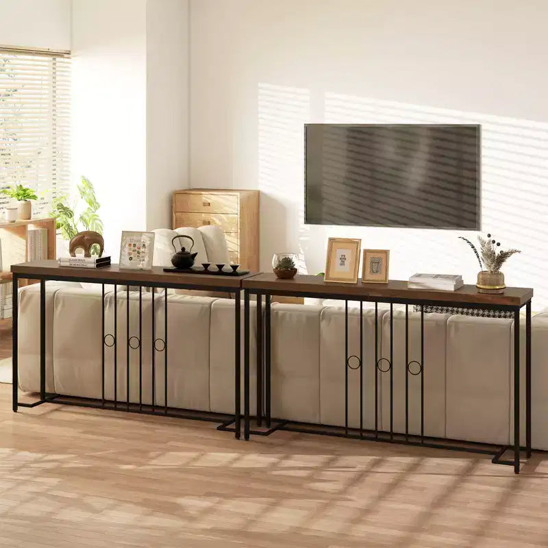 Consolle Industriale Costway, Tavolo Stretto da 55 Pollici con Base a Forma di H e Piano Spazioso