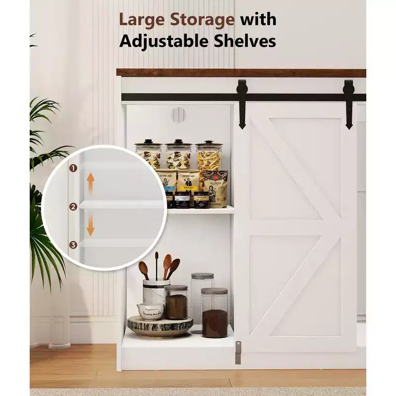 Skyzoo Mobile Frigo con Spazio Incorporato per Frigo, Mobile Caffè in Stile Rustico con Presa, Mini Bar per la Casa