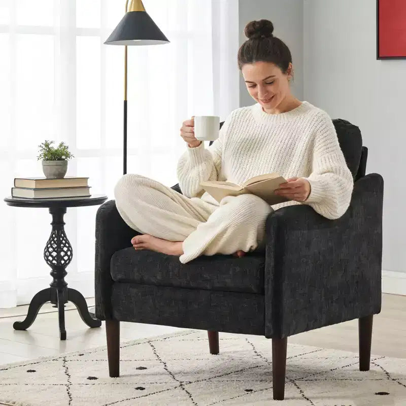 Sedia laterale moderna, comoda sedia da lettura in tessuto ciniglia per adulti, poltrona curva, poltrona moderna singola a nuvola