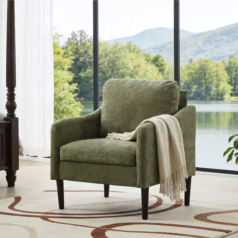 Sedia laterale moderna, comoda sedia da lettura in tessuto ciniglia per adulti, poltrona curva, poltrona moderna singola a nuvola