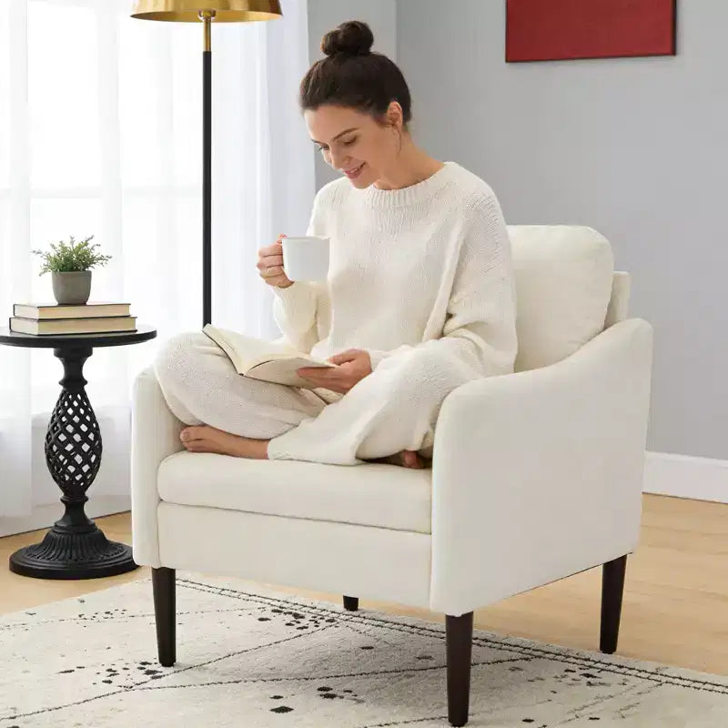 Sedia laterale moderna, comoda sedia da lettura in tessuto ciniglia per adulti, poltrona curva, poltrona moderna singola a nuvola