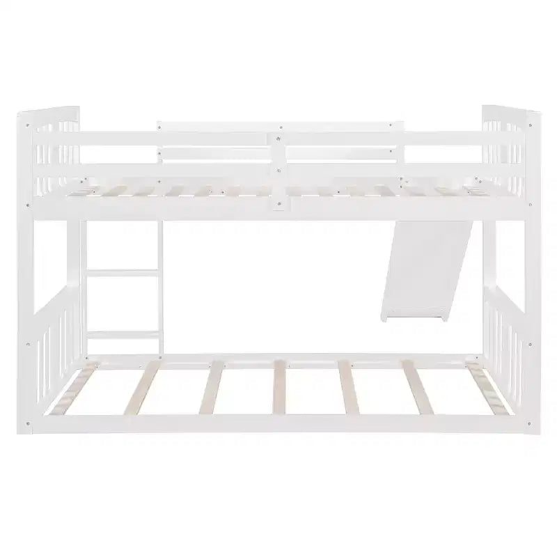 Letto a castello basso in legno Luxystar Twin over Twin con scivolo reversibile per la cameretta dei bambini
