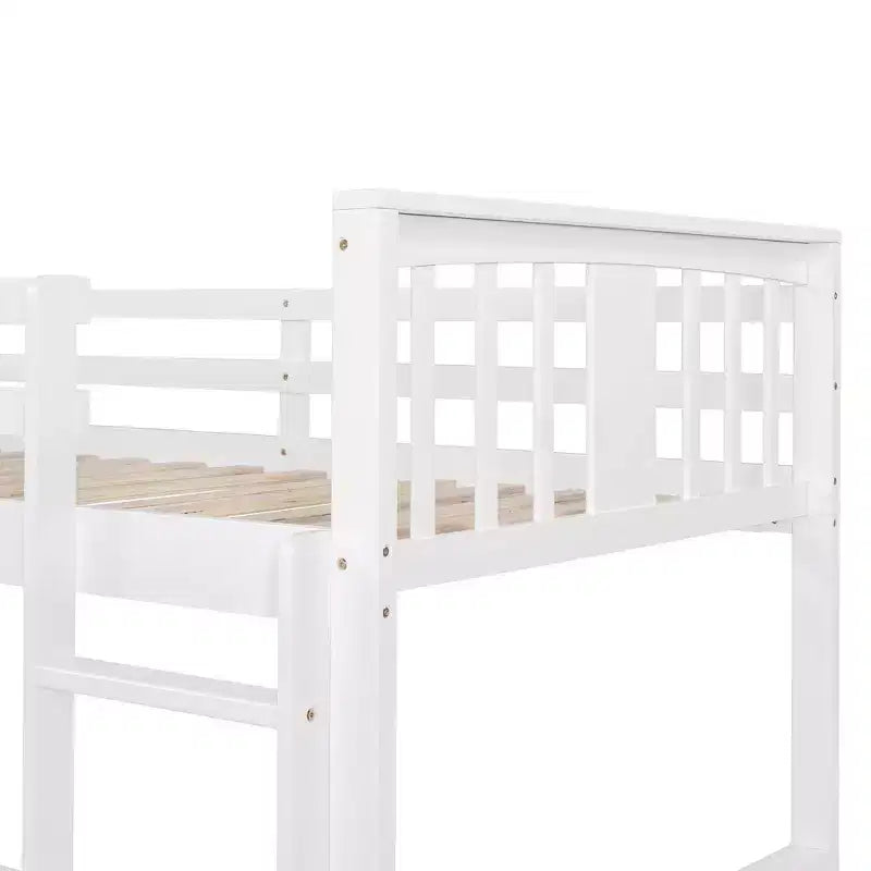 Letto a castello basso in legno Luxystar Twin over Twin con scivolo reversibile per la cameretta dei bambini
