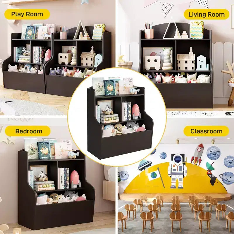 Libreria per Bambini a 3 Ripiani e Organizer per Giocattoli  Scomparti Multipli, Angoli Arrotondati a Prova di Bambino, Facile Montaggio  Scaffale Portaoggetti Ideale per la Scuola Materna