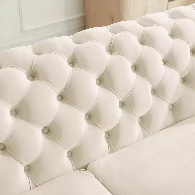 GDFStudio Tom Set Divano Chesterfield Moderno di Metà Secolo in Velluto a 2 Pezzi e 5 Posti con 4 Cuscini