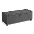 SONGMICS Storage Ottoman, Storage Chest Bench with Legs, End of Bed Bench with Safety Hinges, Pull Tab, Linen-Look Fabric