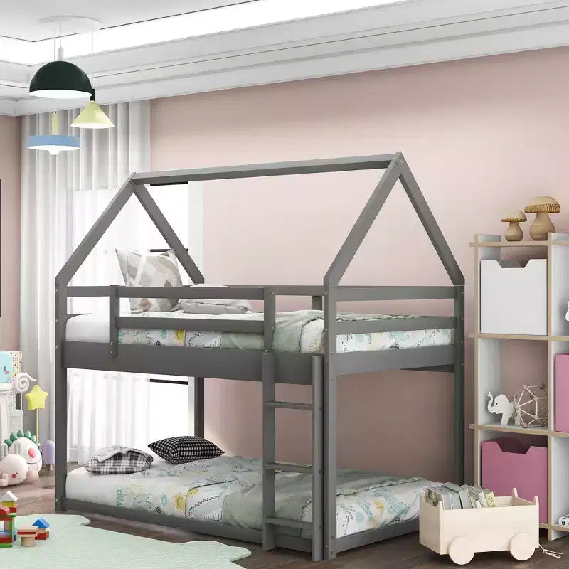 Letto singolo in legno FAMYYT con scaletta, facile da montare