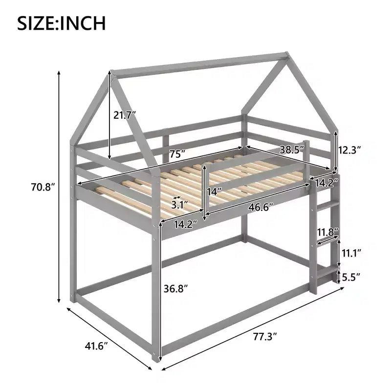 Letto singolo in legno FAMYYT con scaletta, facile da montare