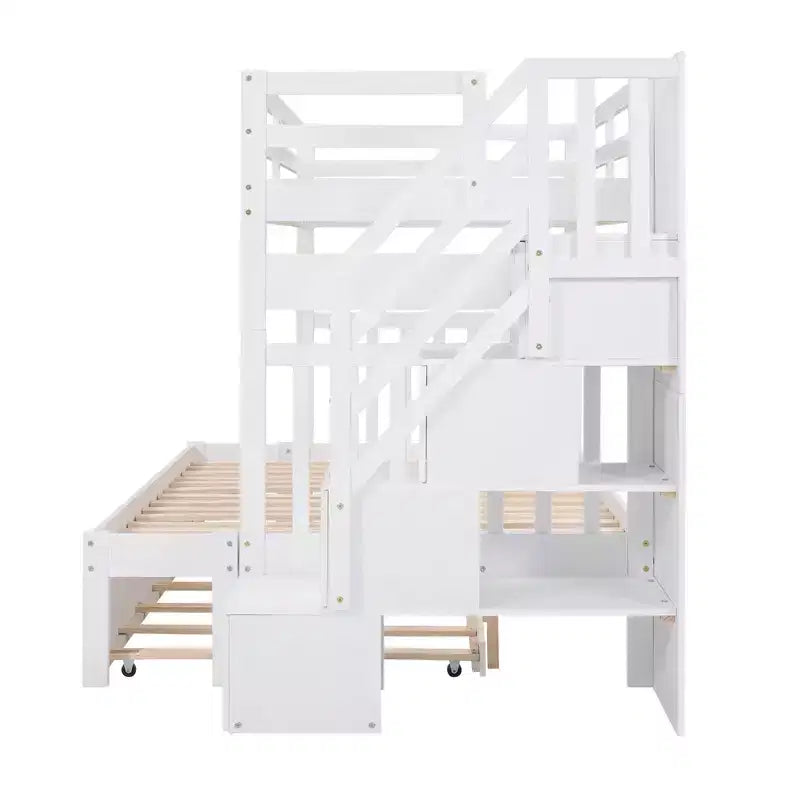 Letto a Castello Convertibile Luxystar a Due Piazze e Mezza con Scale Contenitore e Letto Estraibile