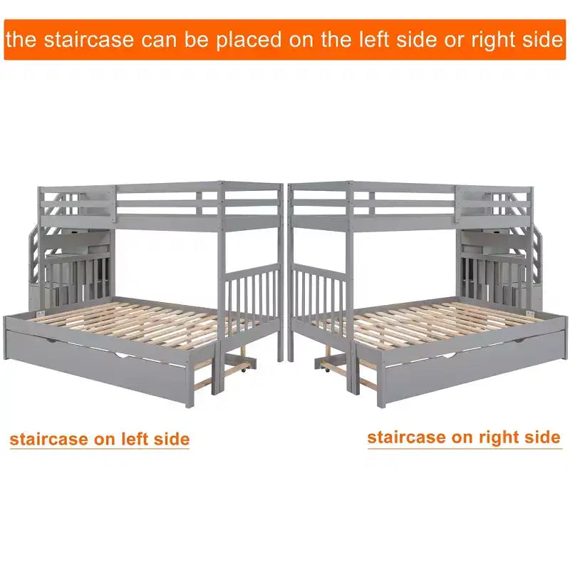 Letto a Castello Convertibile Luxystar a Due Piazze e Mezza con Scale Contenitore e Letto Estraibile