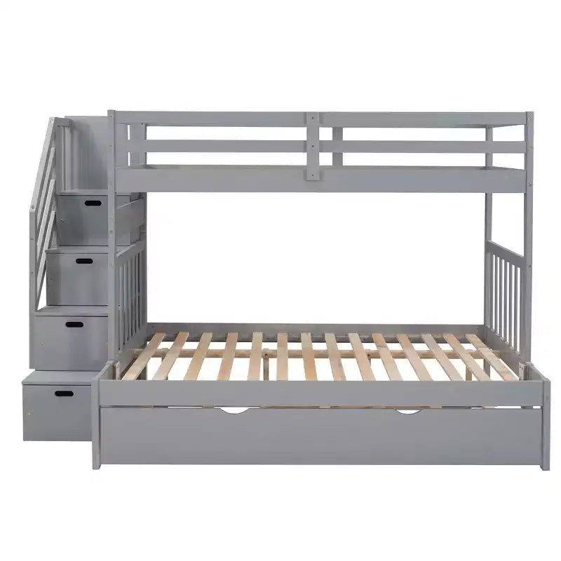 Letto a Castello Convertibile Luxystar a Due Piazze e Mezza con Scale Contenitore e Letto Estraibile