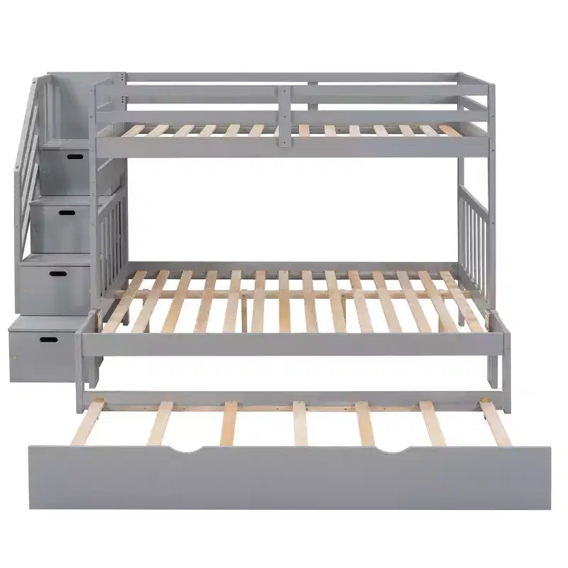 Letto a Castello Convertibile Luxystar a Due Piazze e Mezza con Scale Contenitore e Letto Estraibile