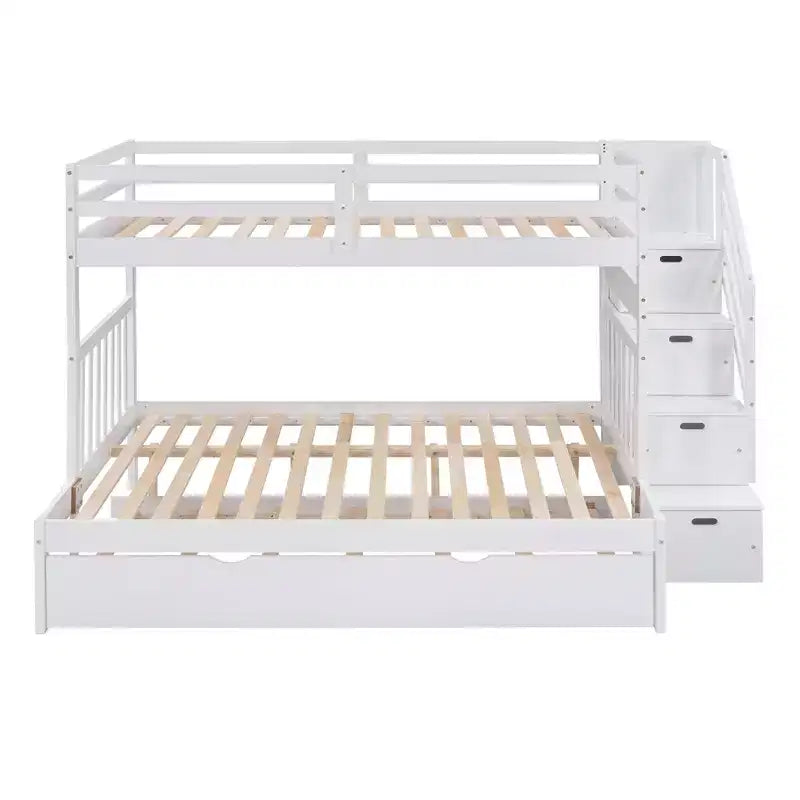 Letto a Castello Convertibile Luxystar a Due Piazze e Mezza con Scale Contenitore e Letto Estraibile