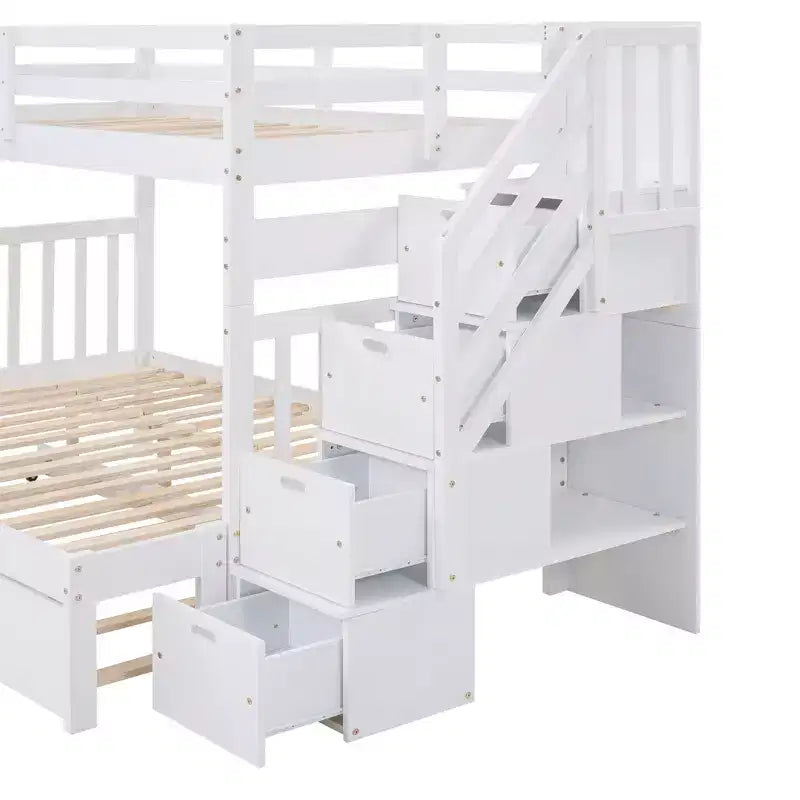 Letto a Castello Convertibile Luxystar a Due Piazze e Mezza con Scale Contenitore e Letto Estraibile