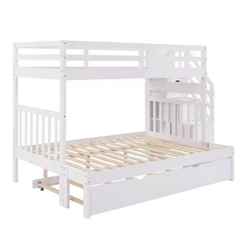 Letto a Castello Convertibile Luxystar a Due Piazze e Mezza con Scale Contenitore e Letto Estraibile