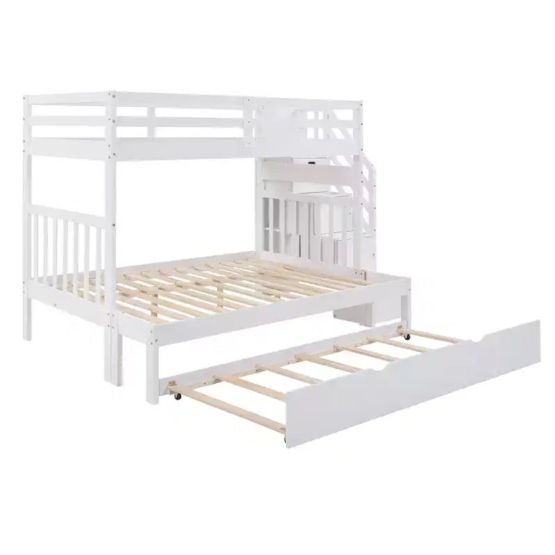 Letto a Castello Convertibile Luxystar a Due Piazze e Mezza con Scale Contenitore e Letto Estraibile