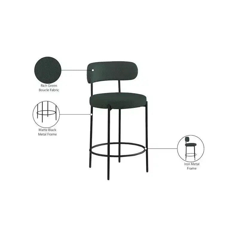 Sgabello in Tessuto Bouclé Beacon di Meridian Furniture, Set da 2