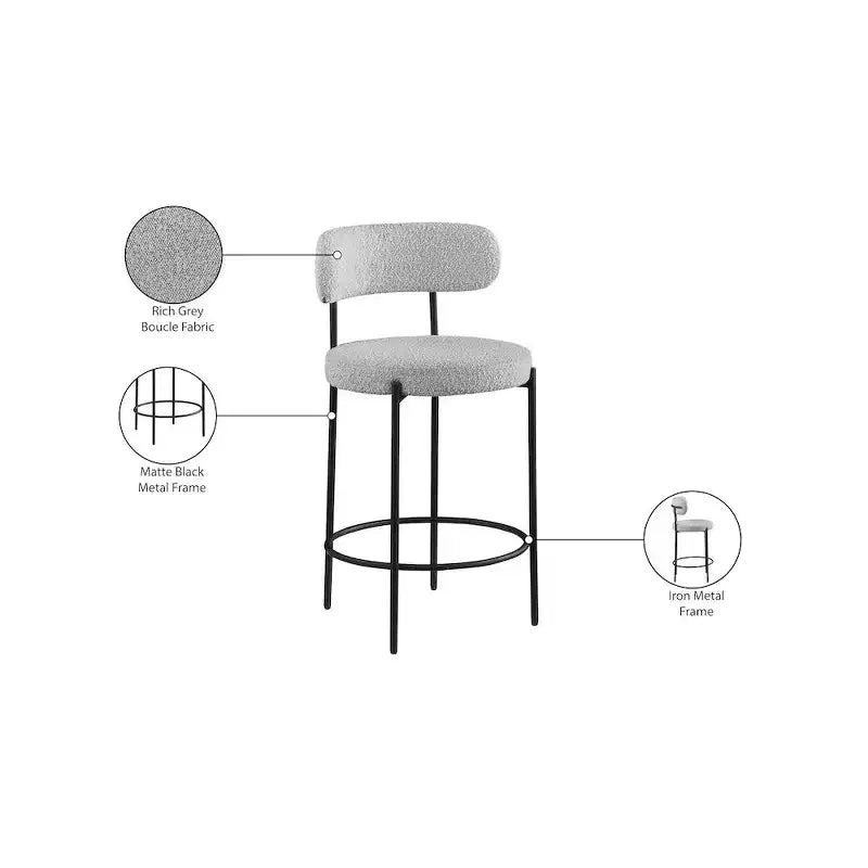 Sgabello in Tessuto Bouclé Beacon di Meridian Furniture, Set da 2
