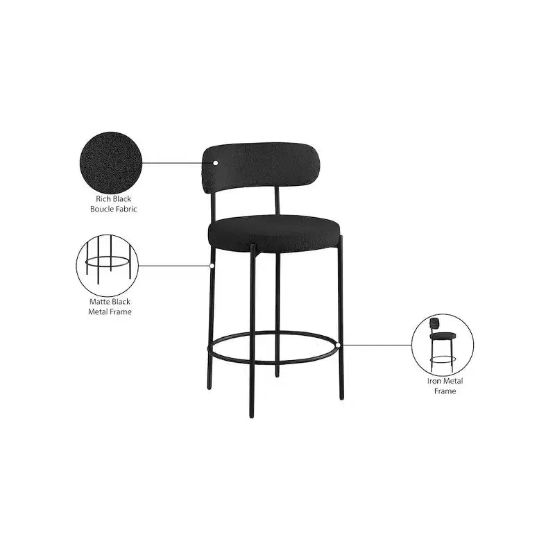 Sgabello in Tessuto Bouclé Beacon di Meridian Furniture, Set da 2