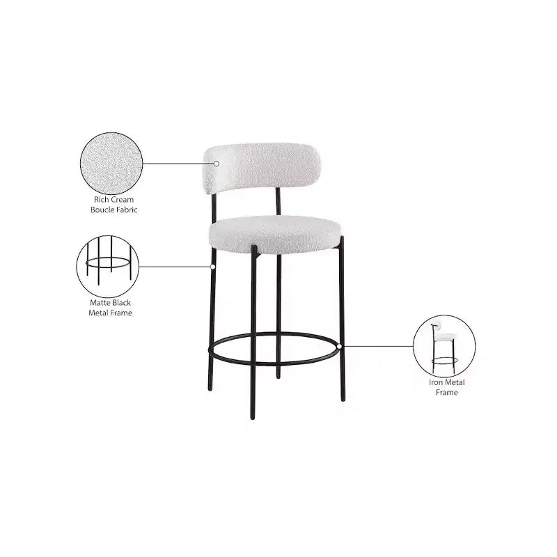 Sgabello in Tessuto Bouclé Beacon di Meridian Furniture, Set da 2