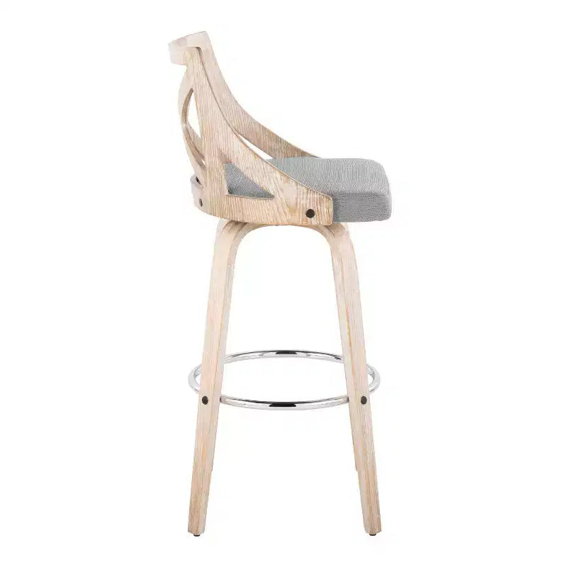 LumiSource Set di 2 Sgabelli da Bar Charlotte Bianco Lavato/Grigio Chiaro: Sgabelli Girevoli Imbottiti ad Altezza Bancone