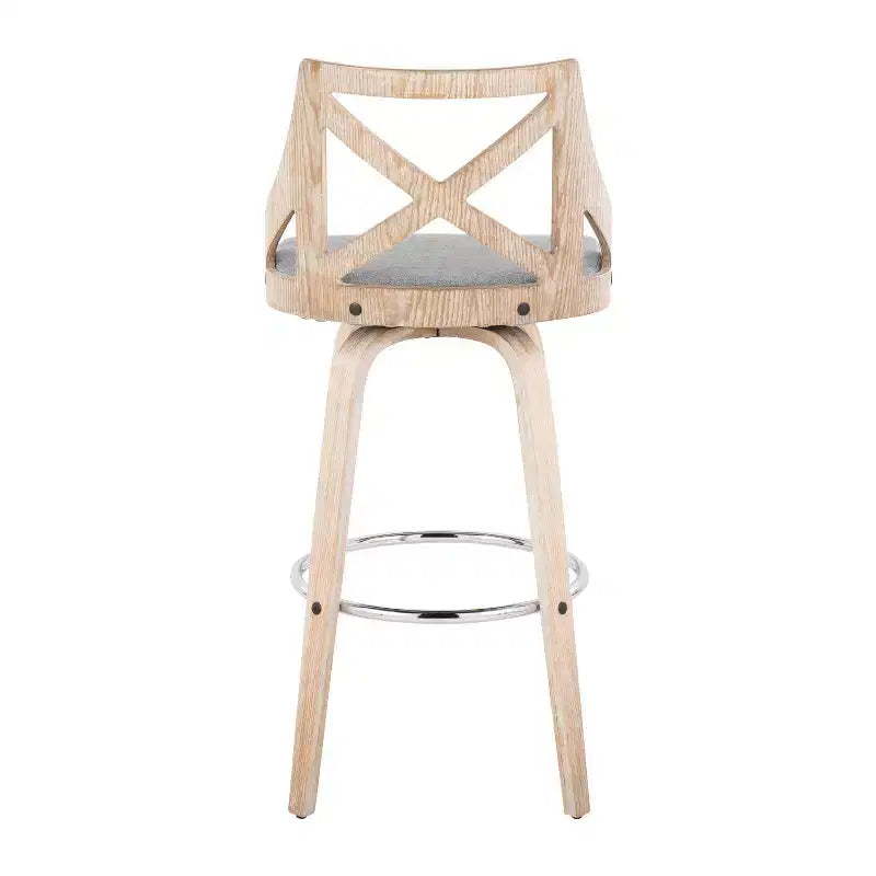 LumiSource Set di 2 Sgabelli da Bar Charlotte Bianco Lavato/Grigio Chiaro: Sgabelli Girevoli Imbottiti ad Altezza Bancone