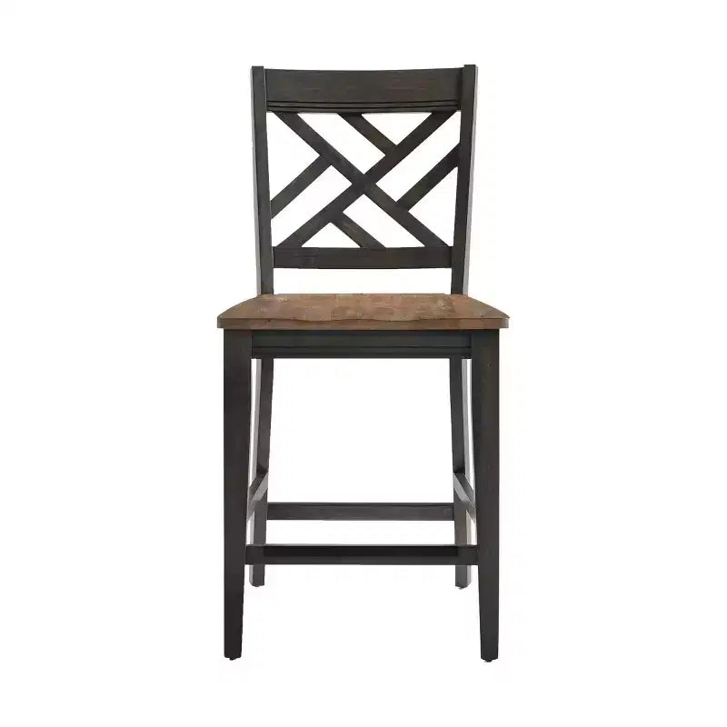 Set di 2 sgabelli da bar Harper Lattice Back da 61 cm (Altezza Bancone) Marrone spazzolato/Pecan - Intercon