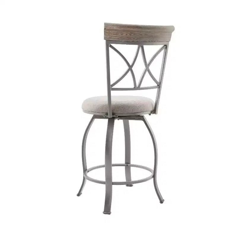Sgabello da bar Carter girevole in metallo con rivestimento in peltro, altezza bancone - Powell