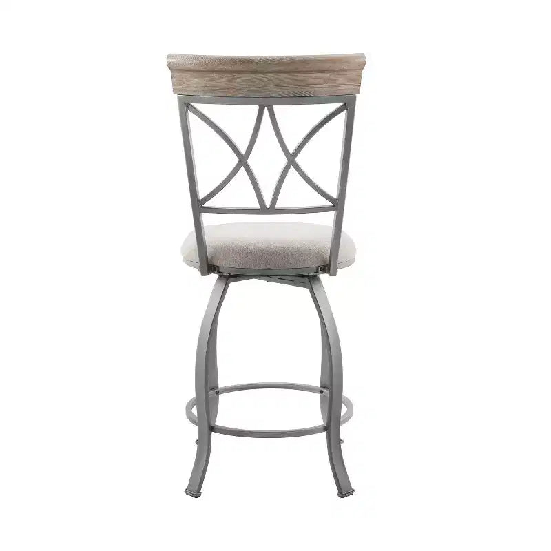 Sgabello da bar Carter girevole in metallo con rivestimento in peltro, altezza bancone - Powell