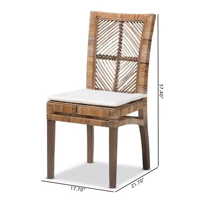 Sedia da pranzo Laluna in rattan e mogano con cuscino grigio/bianco - bali & pari: Cuscino sfoderabile, Schienale curvo
