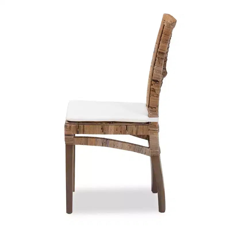 Sedia da pranzo Laluna in rattan e mogano con cuscino grigio/bianco - bali & pari: Cuscino sfoderabile, Schienale curvo