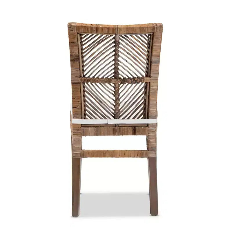 Sedia da pranzo Laluna in rattan e mogano con cuscino grigio/bianco - bali & pari: Cuscino sfoderabile, Schienale curvo