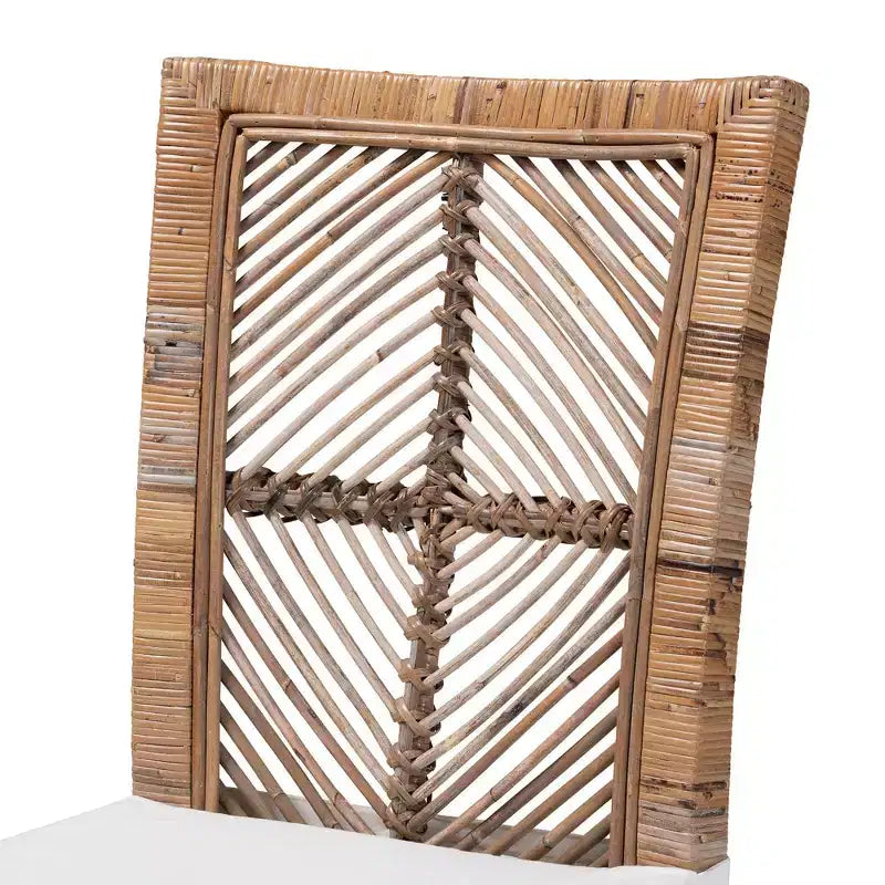 Sedia da pranzo Laluna in rattan e mogano con cuscino grigio/bianco - bali & pari: Cuscino sfoderabile, Schienale curvo