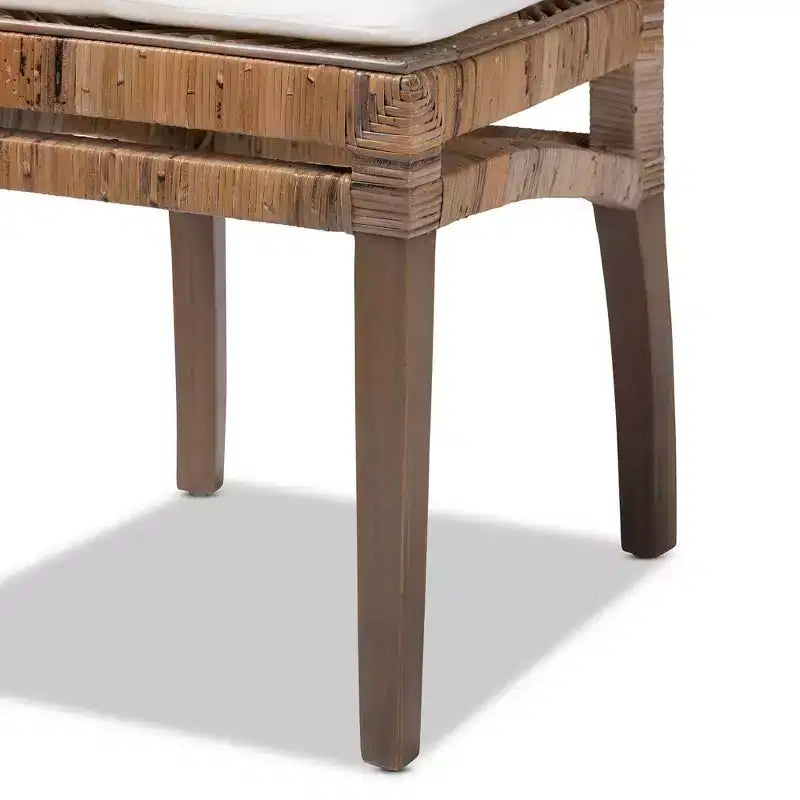 Sedia da pranzo Laluna in rattan e mogano con cuscino grigio/bianco - bali & pari: Cuscino sfoderabile, Schienale curvo