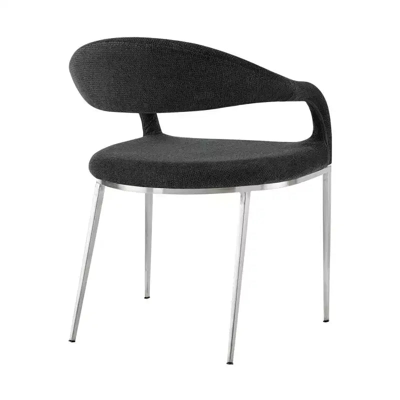 Set di 2 sedie da pranzo Armen Living Morgan rivestite in tessuto e acciaio inossidabile spazzolato, colore carbone
