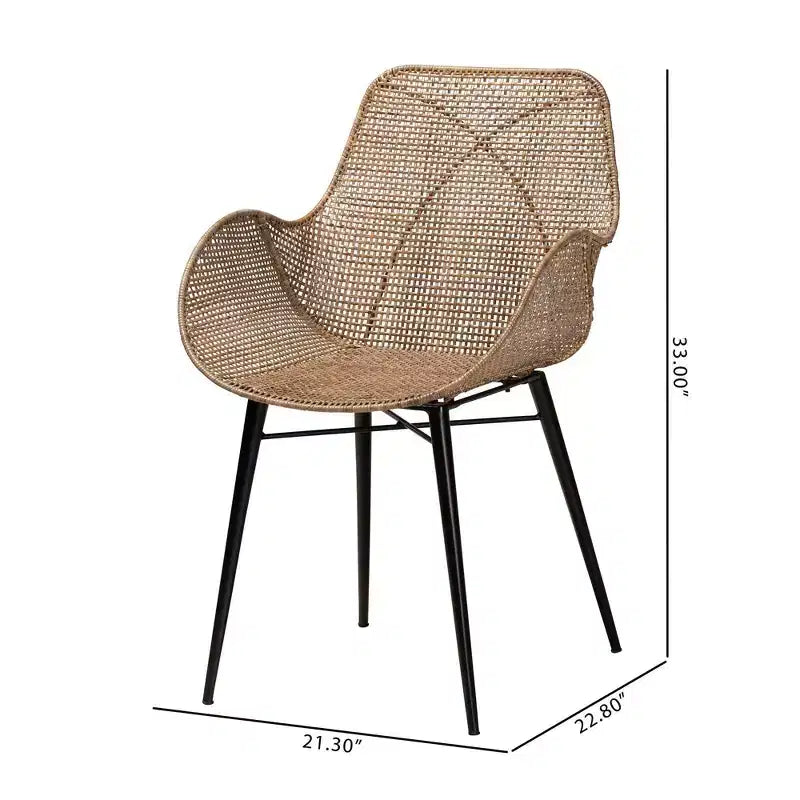 Sedia da pranzo in rattan e metallo ballerina bali & pari: Realizzata a mano, design bohémien