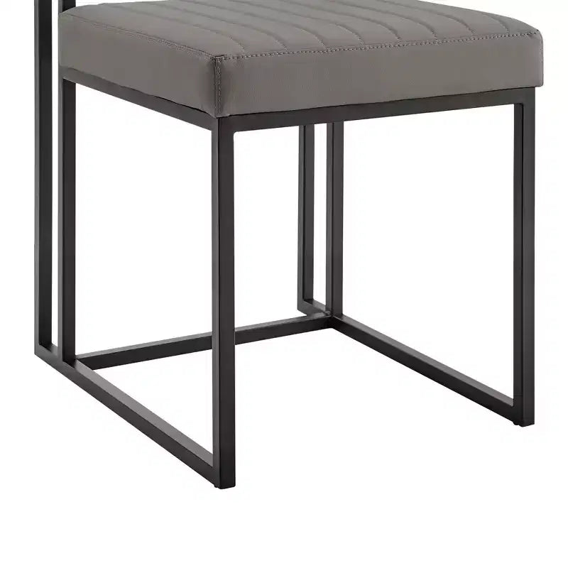 Armen Living Set di 2 sedie da pranzo Anastasia, in ferro e similpelle, nero opaco/grigio chiaro