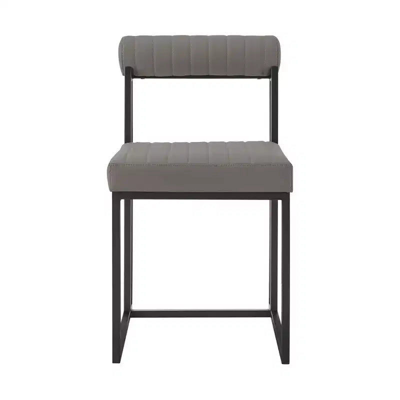 Armen Living Set di 2 sedie da pranzo Anastasia, in ferro e similpelle, nero opaco/grigio chiaro