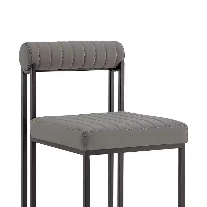 Armen Living Set di 2 sedie da pranzo Anastasia, in ferro e similpelle, nero opaco/grigio chiaro