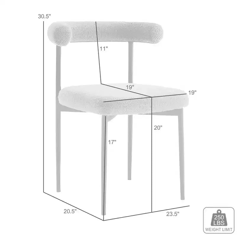 Set di 2 sedie da pranzo Armen Living Shannon in ferro e tessuto Thundercloud, grigio/nero opaco