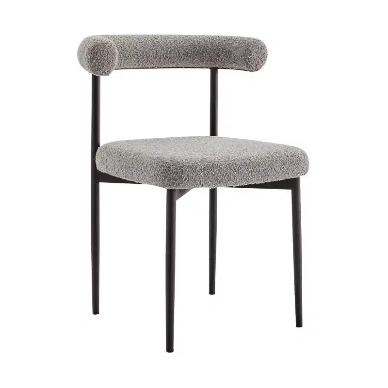 Set di 2 sedie da pranzo Armen Living Shannon in ferro e tessuto Thundercloud, grigio/nero opaco