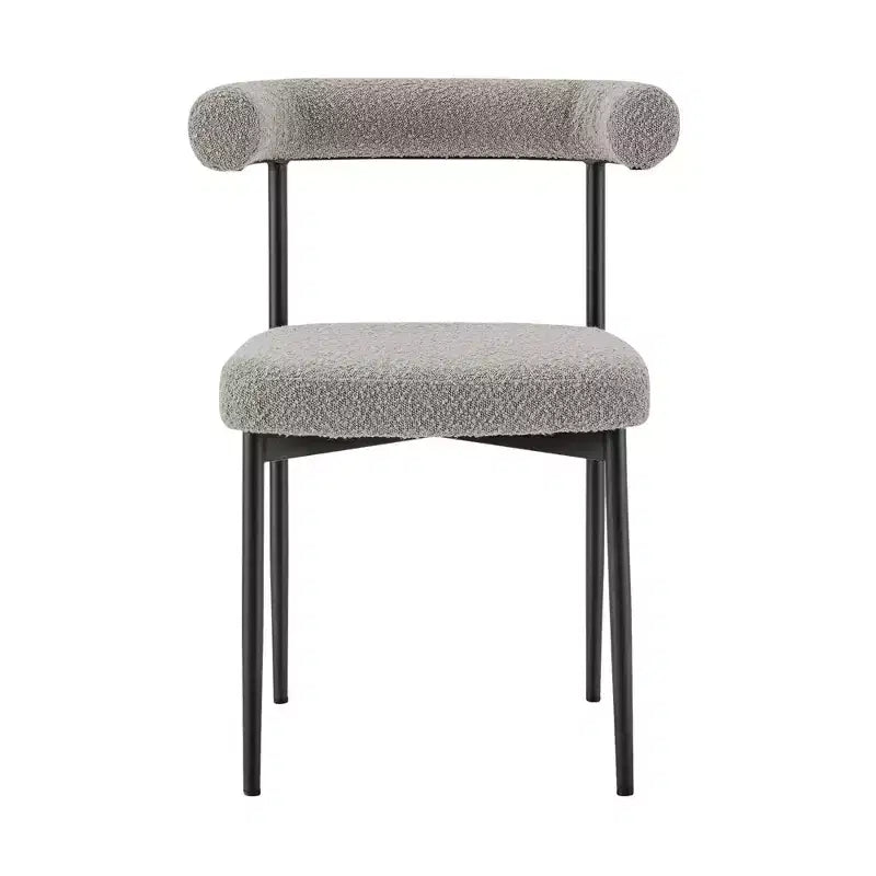 Set di 2 sedie da pranzo Armen Living Shannon in ferro e tessuto Thundercloud, grigio/nero opaco