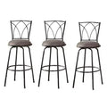Buylateral Set of 3 Delta Adjustable Height Swivel Barstool Black/Gray: Swivel, Metal Frame, Microfiber