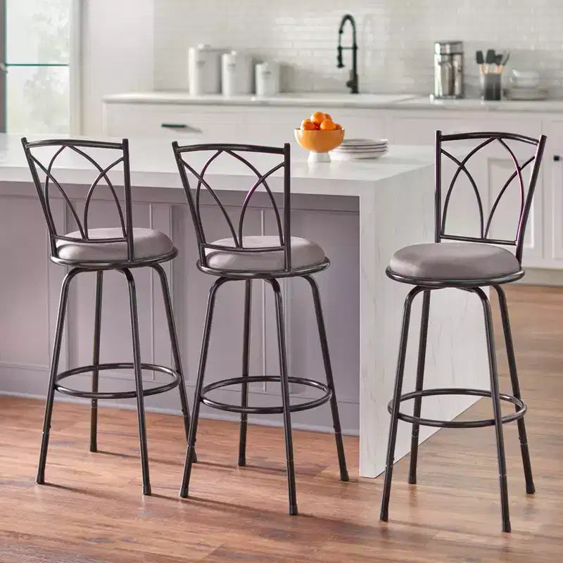 Buylateral Set di 3 Sgabelli da Bar Girevoli ad Altezza Regolabile Delta Nero/Grigio: Girevole, Struttura in Metallo, Microfibra