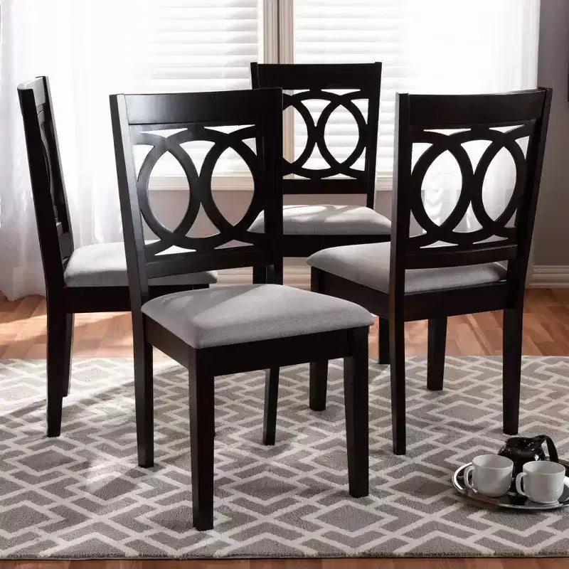 Set di 4 sedie da pranzo in legno rifinito Lenoir grigie - Baxton Studio