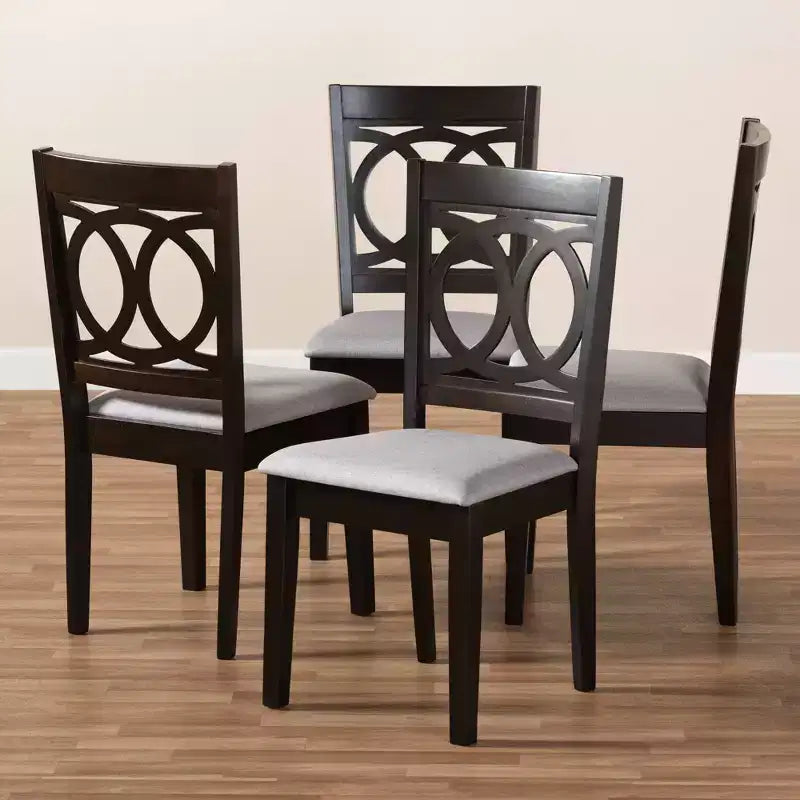 Set di 4 sedie da pranzo in legno rifinito Lenoir grigie - Baxton Studio