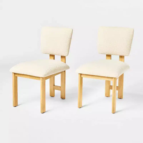Set da 2 sedie da pranzo moderne imbottite in legno, crema - Threshold™ progettate con Studio McGee: Legno di gomma laccato, rivestimento in poliestere