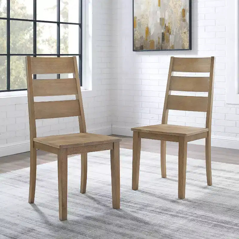 Set da 2 sedie con schienale a scala Joanna, marrone rustico - Crosley