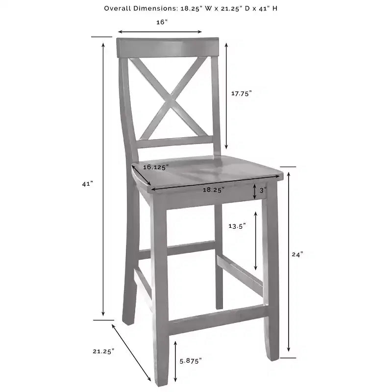 Crosley 42" Bartlett Isola Cucina con Piano in Legno e Sgabelli X-Back Bianco/Nero: Stile Farmhouse, Ripiani Regolabili